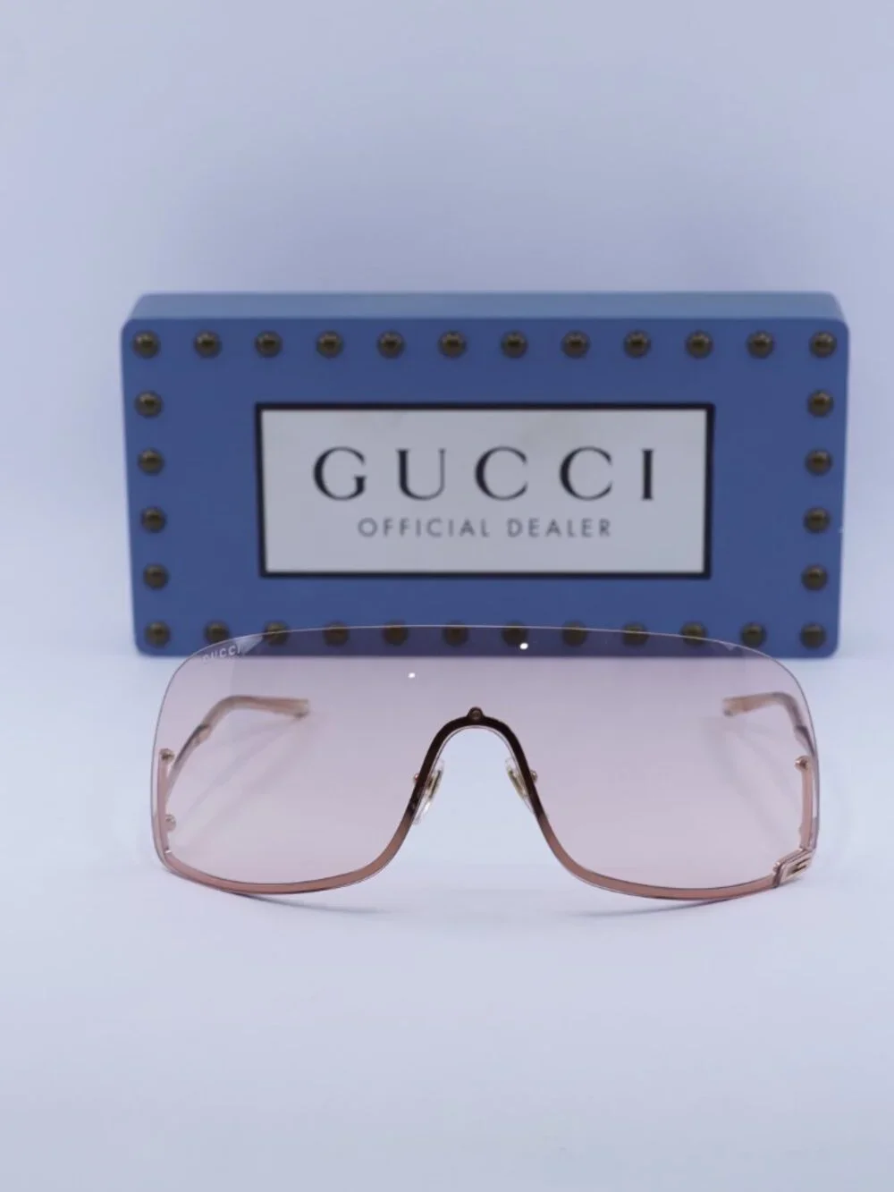 Gucci GG1560S 004 Shield Sunglasses - Rose Gold/Pink
